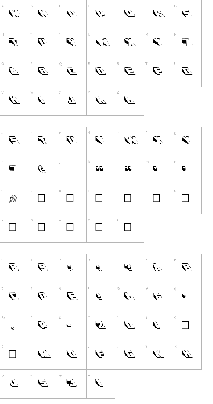 Character Map Wedgie (Plain)001.001 Font