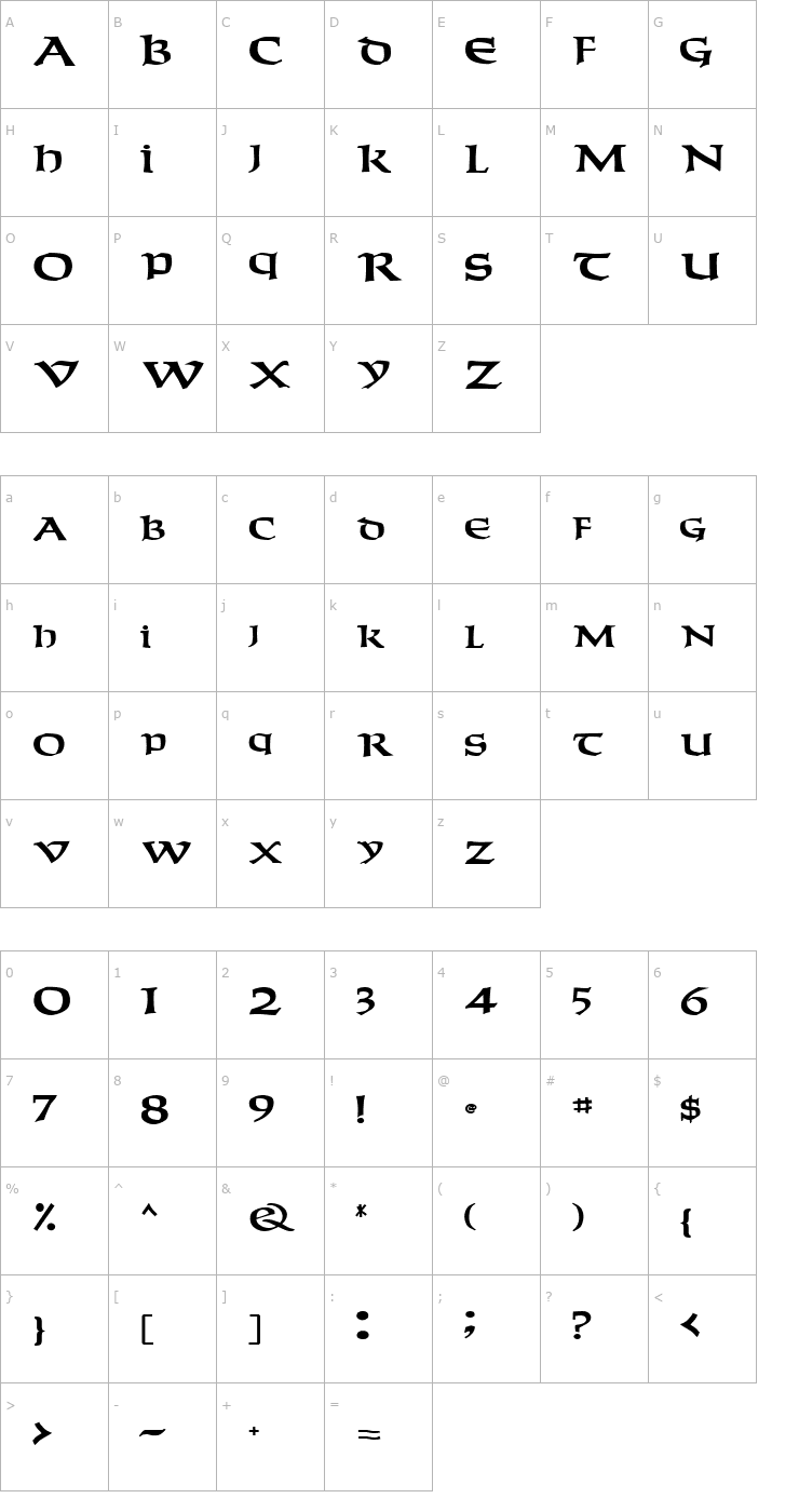Character Map WeekenderType123 Bold Font