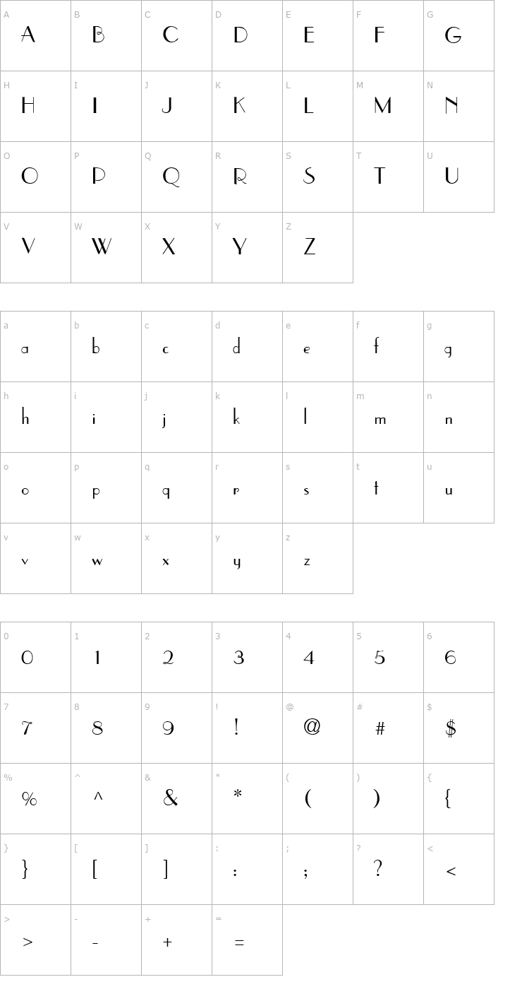 Character Map WeekendInParis Regular Font