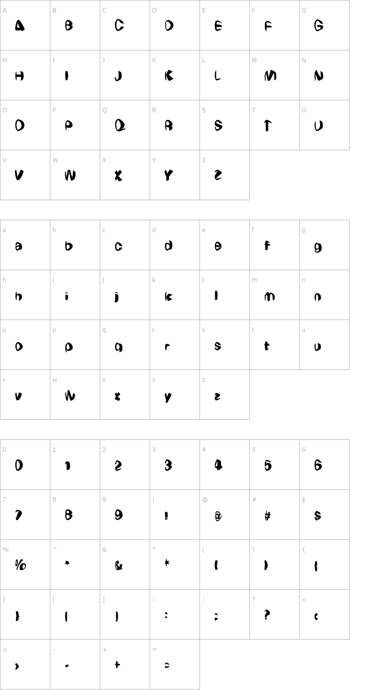 Character Map Weirdo Warp Font