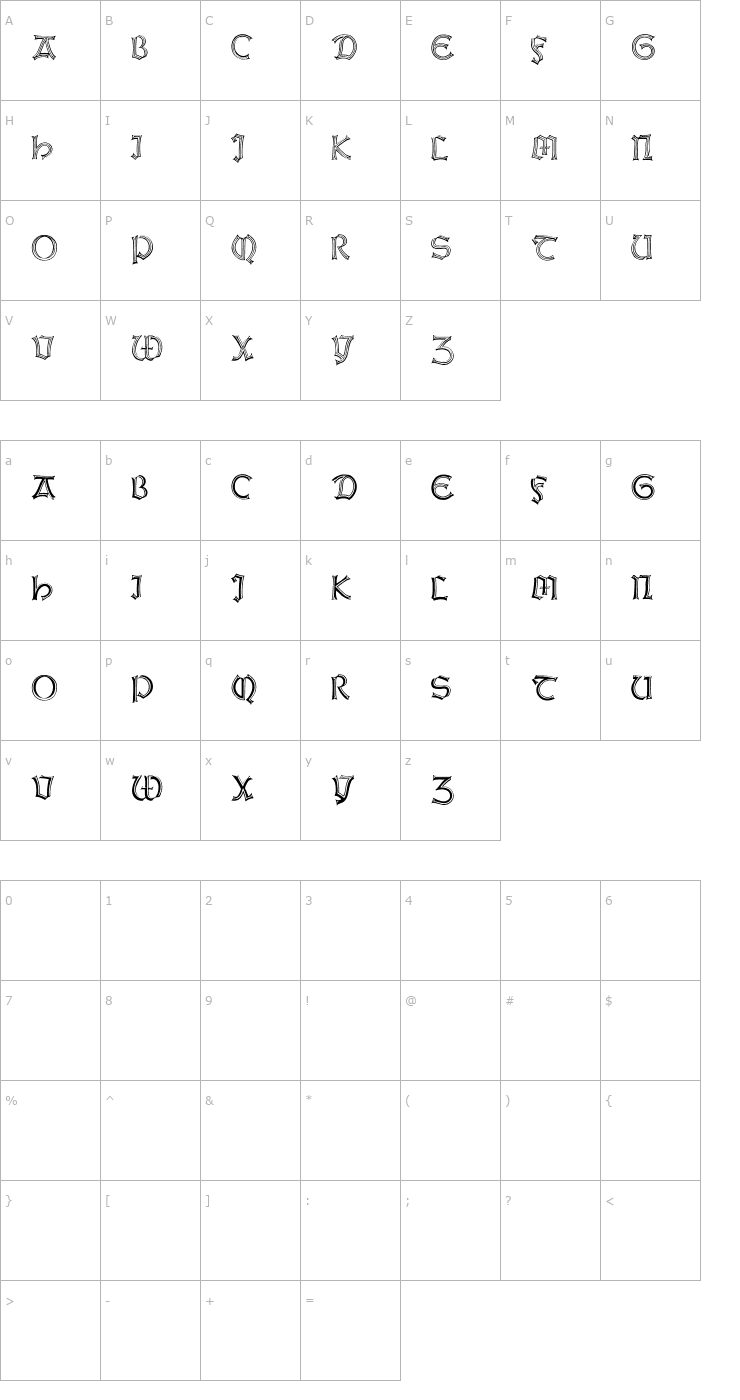 Character Map Weiss Gotnitials Font