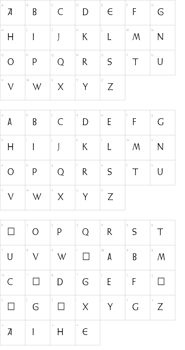 Character Map Weiss Regular Font