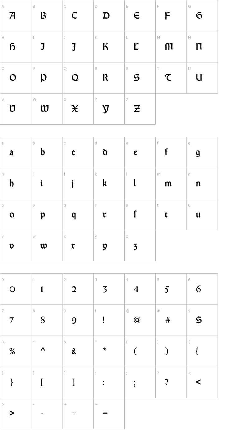 Character Map WeissRunAntD Font
