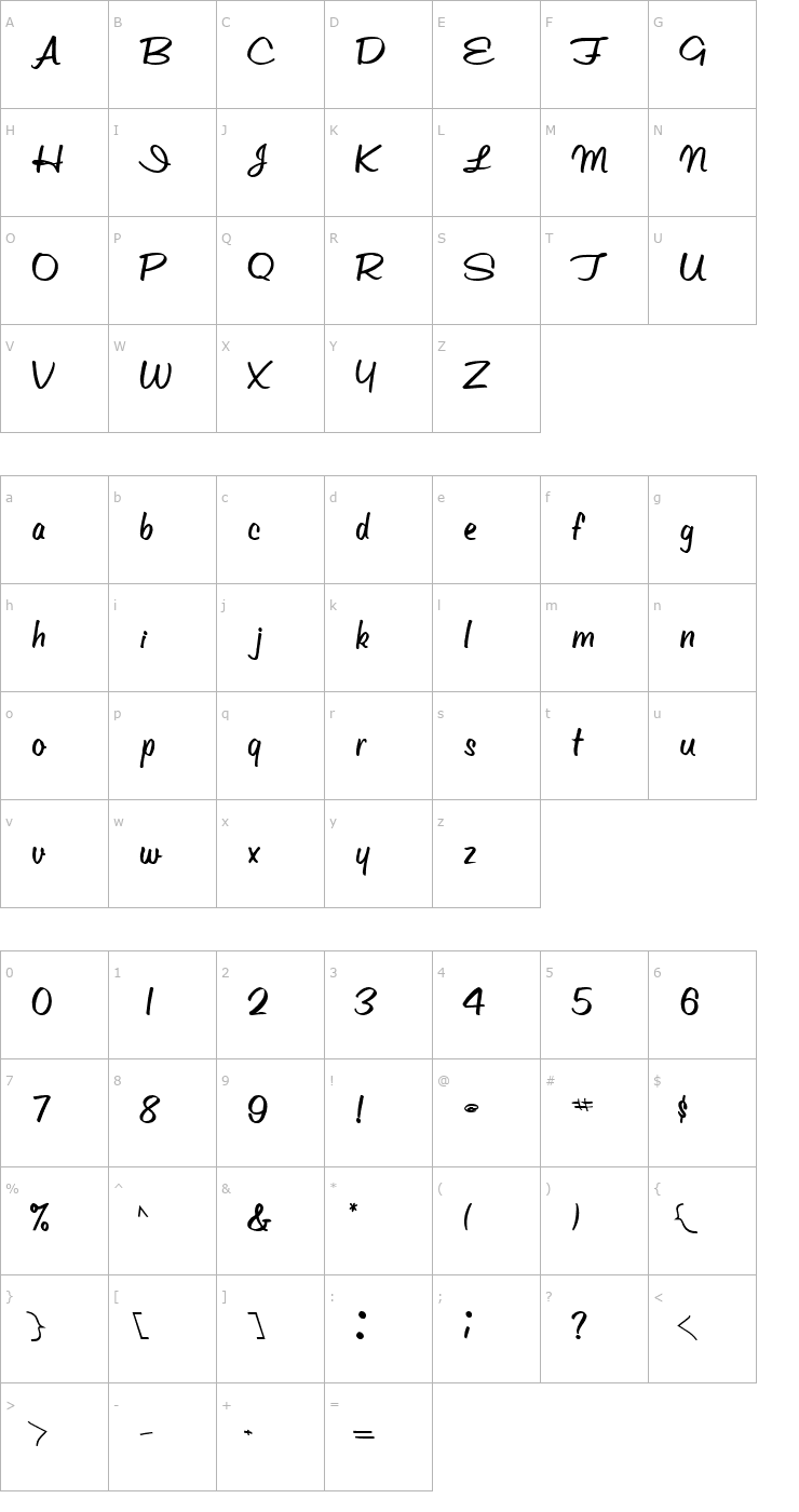 Character Map WellOiled Bold Font