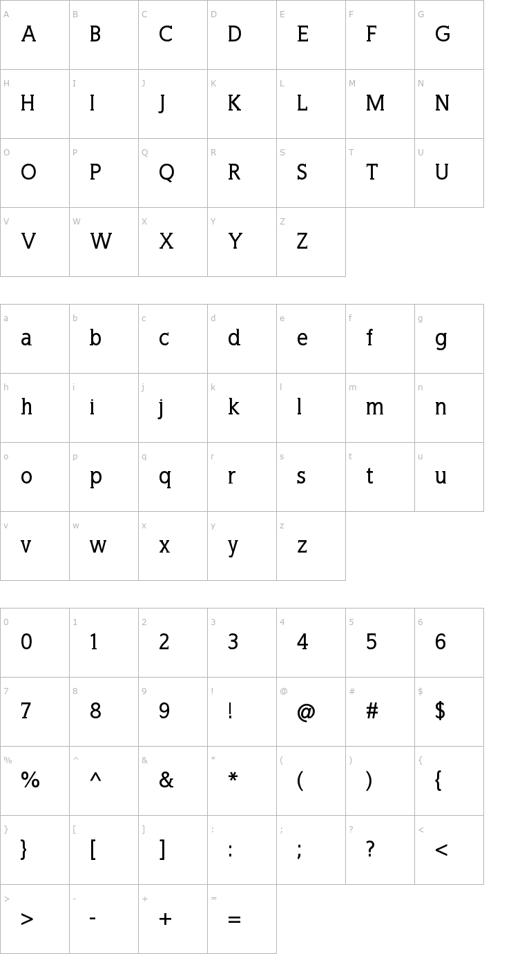 Character Map WellrockSlabBold Font
