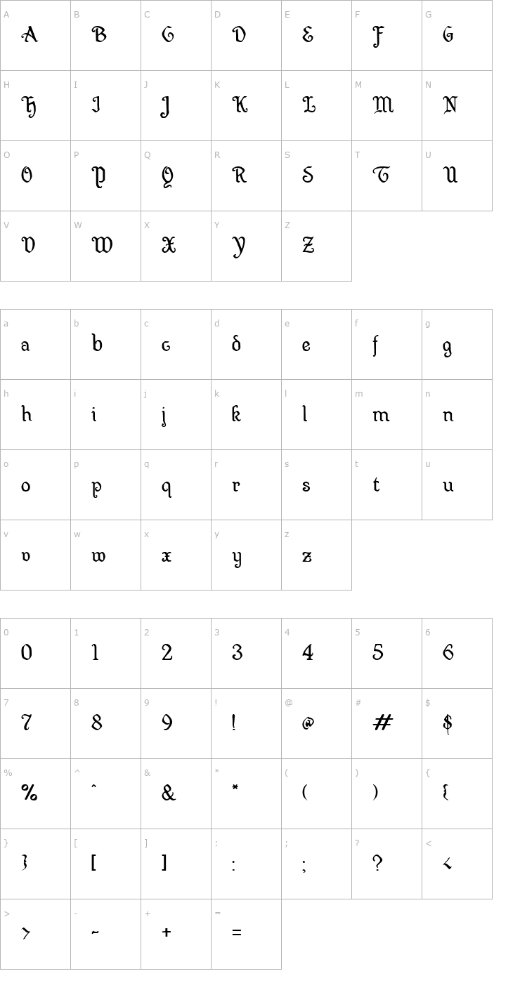 Character Map Wellsley Font