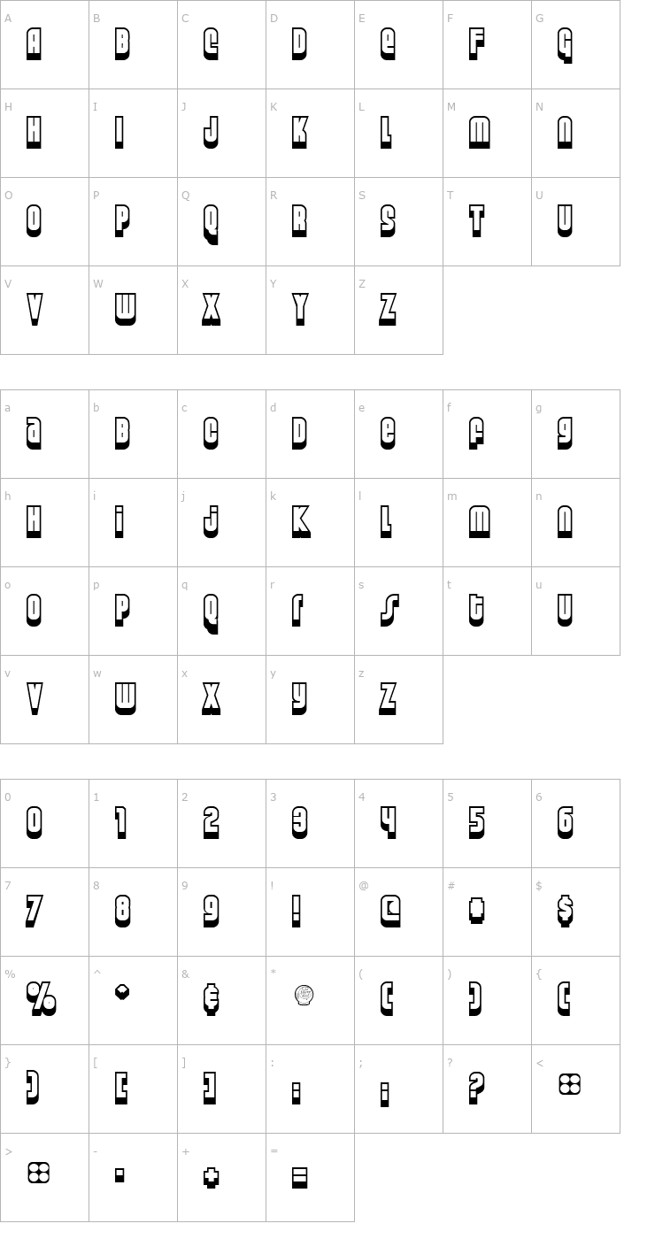 Character Map Weltron 2001 Font