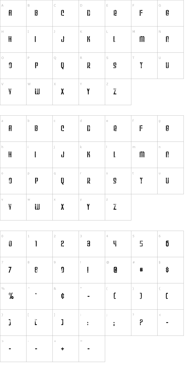 Character Map Weltron Urban Font