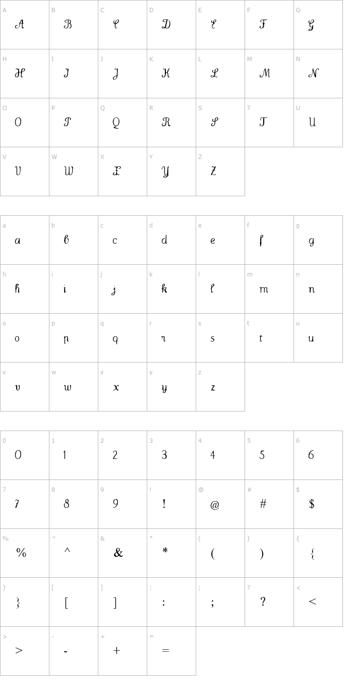 Character Map Wenceslas Font