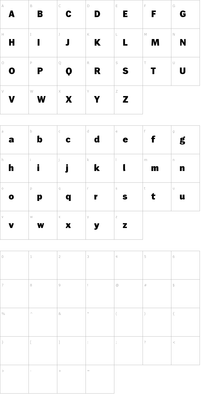 Character Map Wendelin-Fett Font