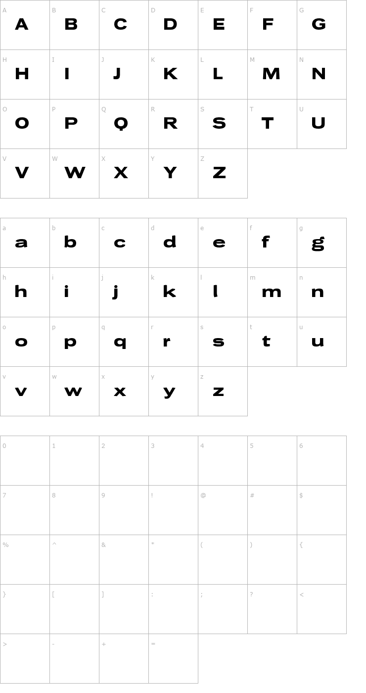 Character Map WendelinBreitfett Font