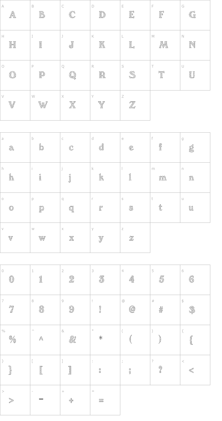 Character Map WendonLattice Becker Font