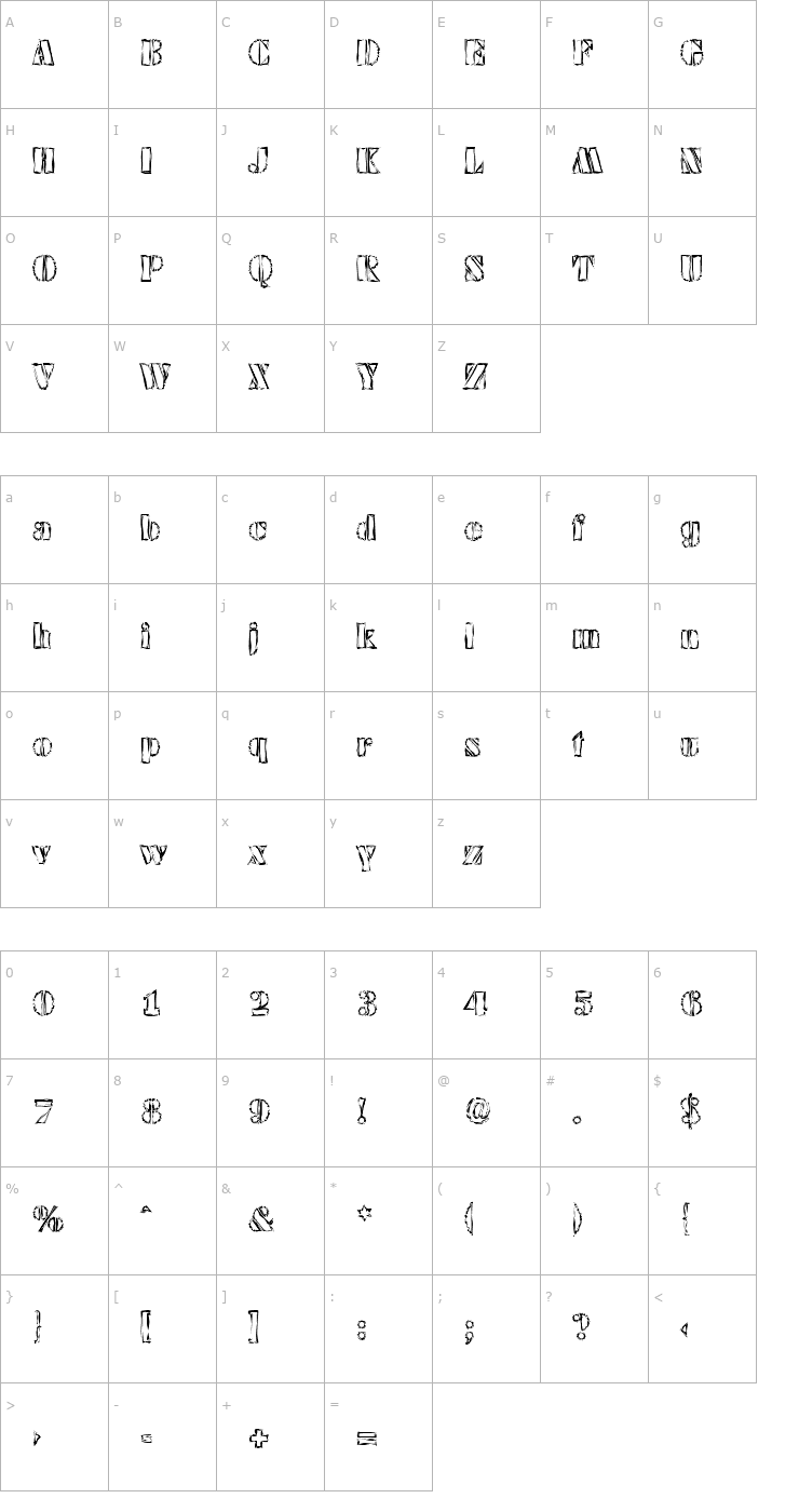 Character Map WendyBeckerOpenRandom-Bold Font