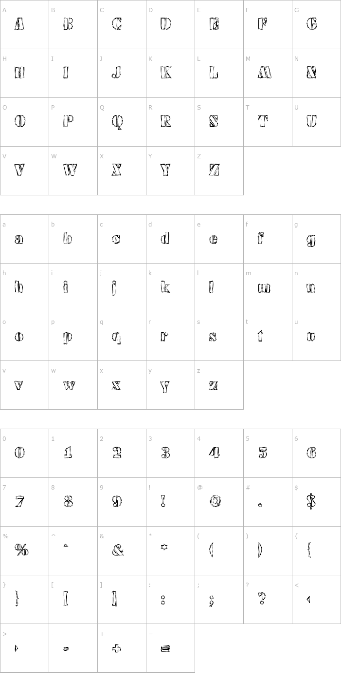 Character Map WendyBeckerOpenRandom-Regular Font