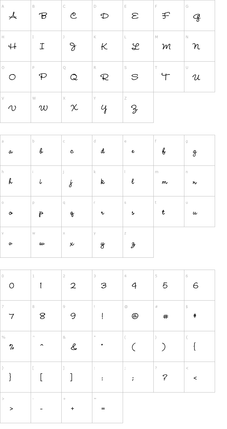 Character Map WendyLPStd-Bold Font