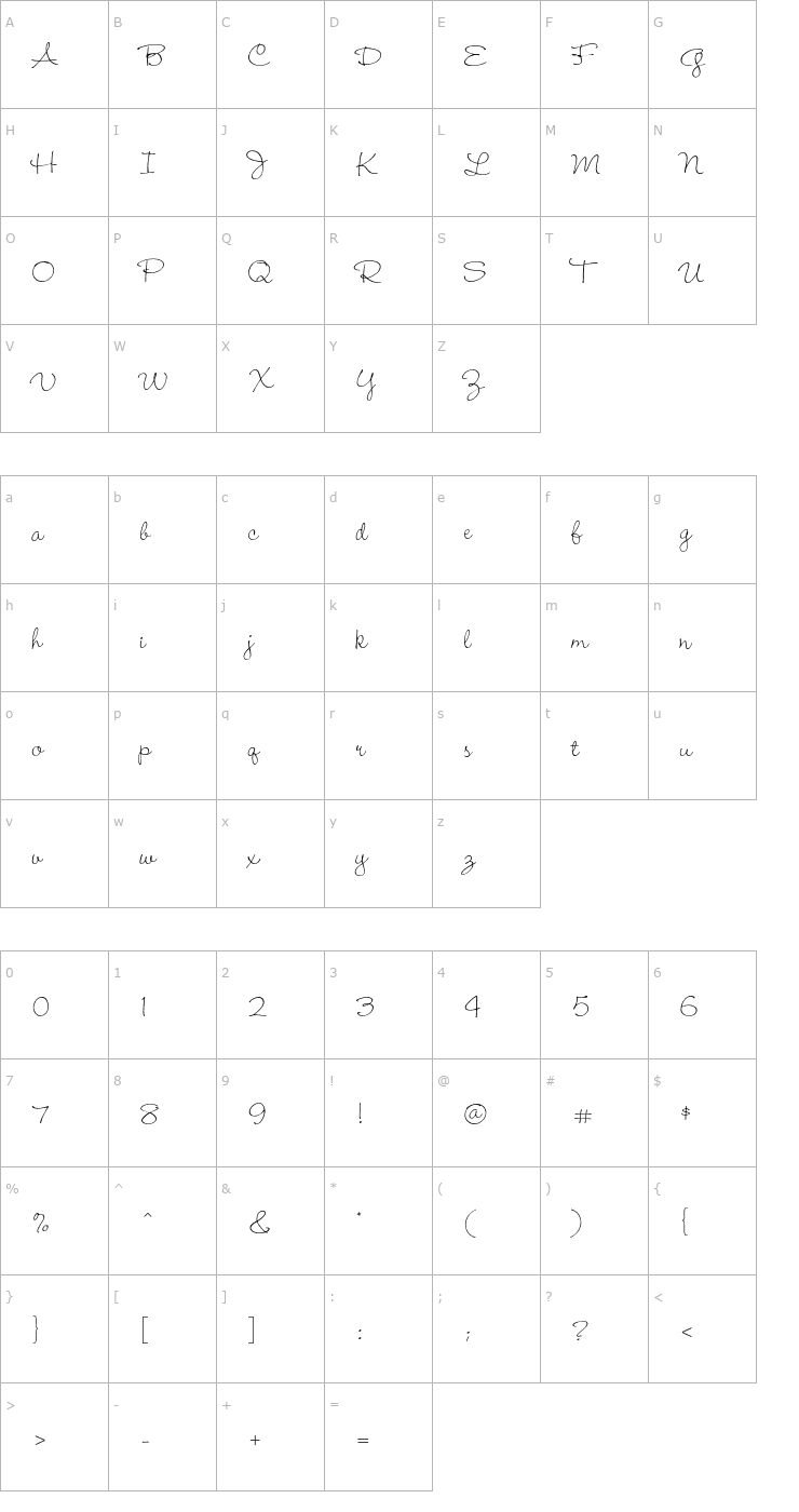 Character Map WendyLPStd-Light Font