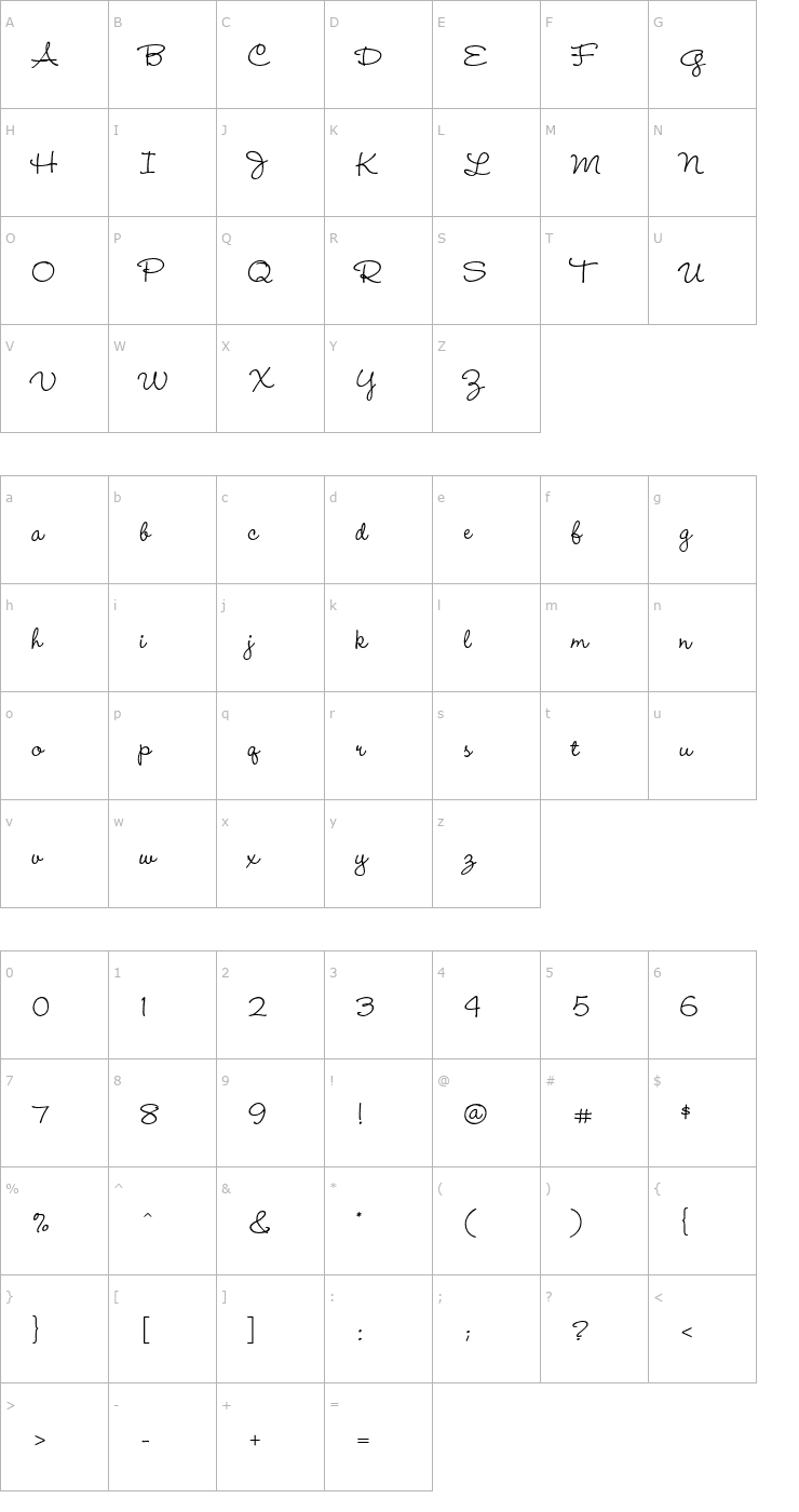 Character Map WendyLPStd-Medium Font