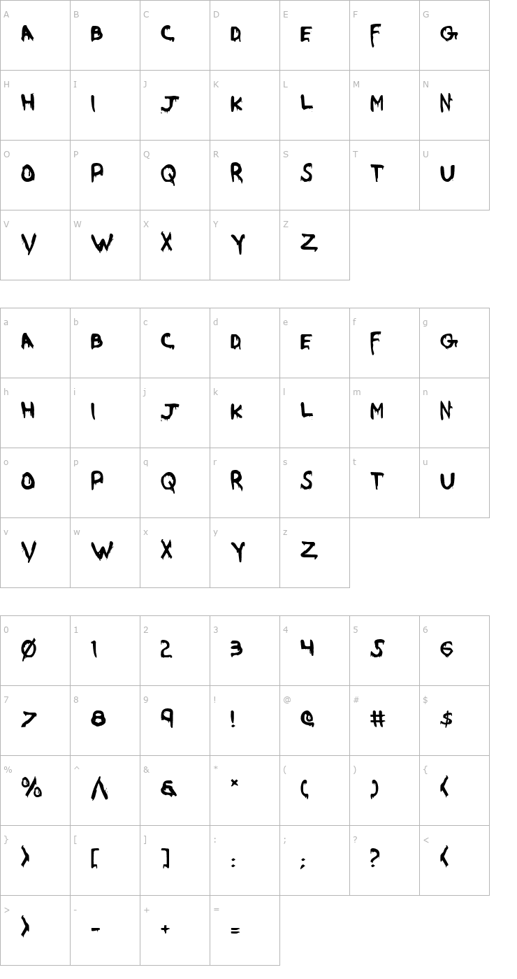 Character Map Were-Beast Font