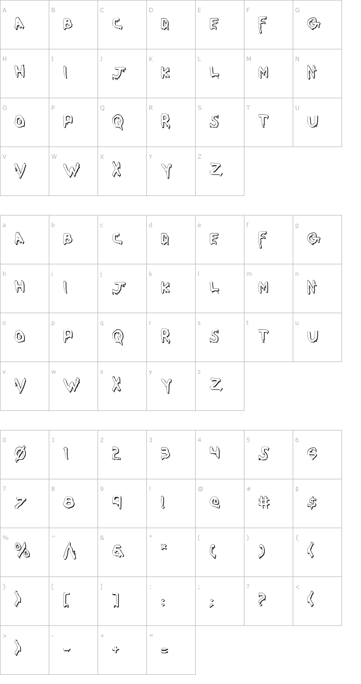 Character Map Were-Beast Shadow Font