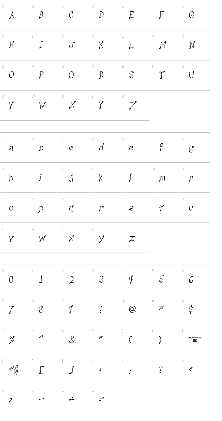 Character Map Wesley Font