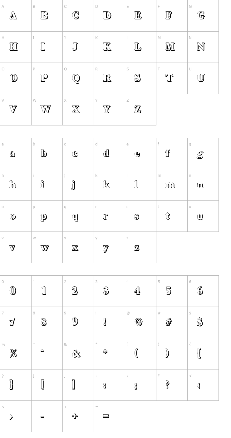 Character Map WesleyBeckerShadow-Heavy-Regular Font