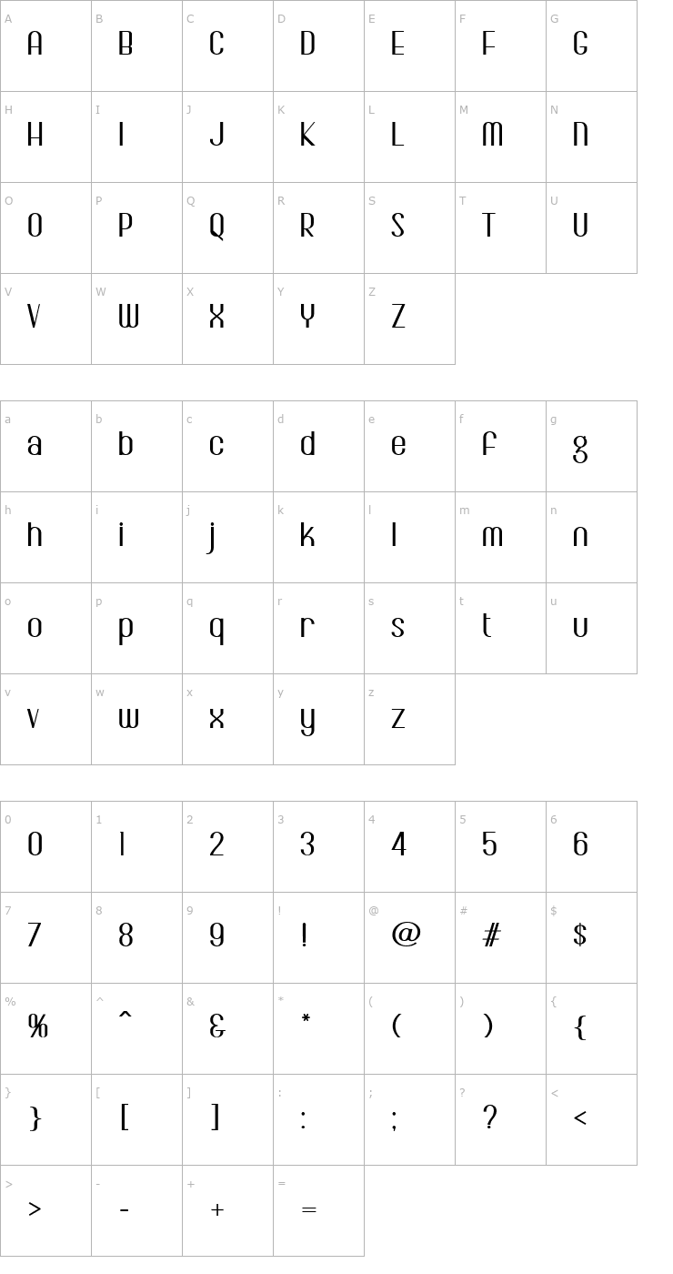 Character Map WesleyPosterJF Font