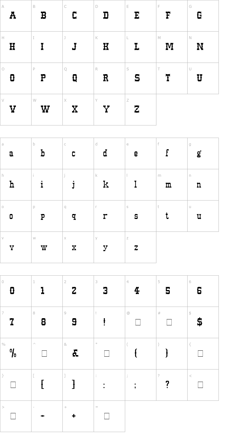 Character Map Western Normal Font