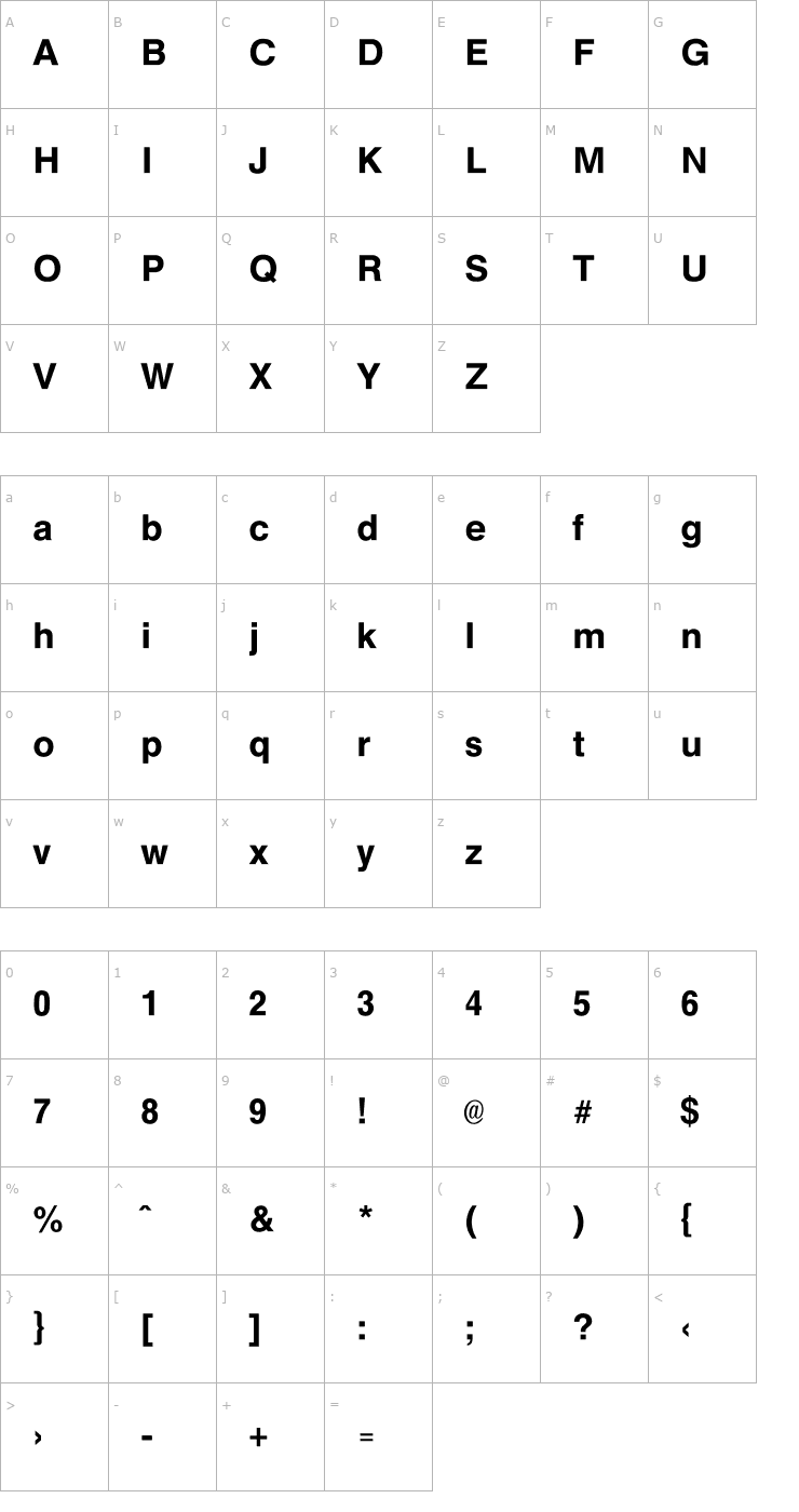 Character Map Westfalia Font