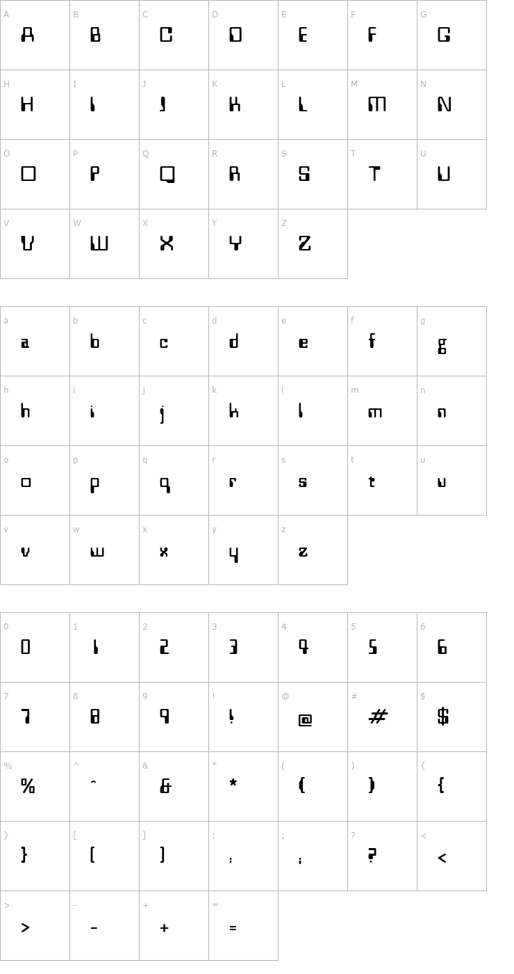 Character Map Westminster Font