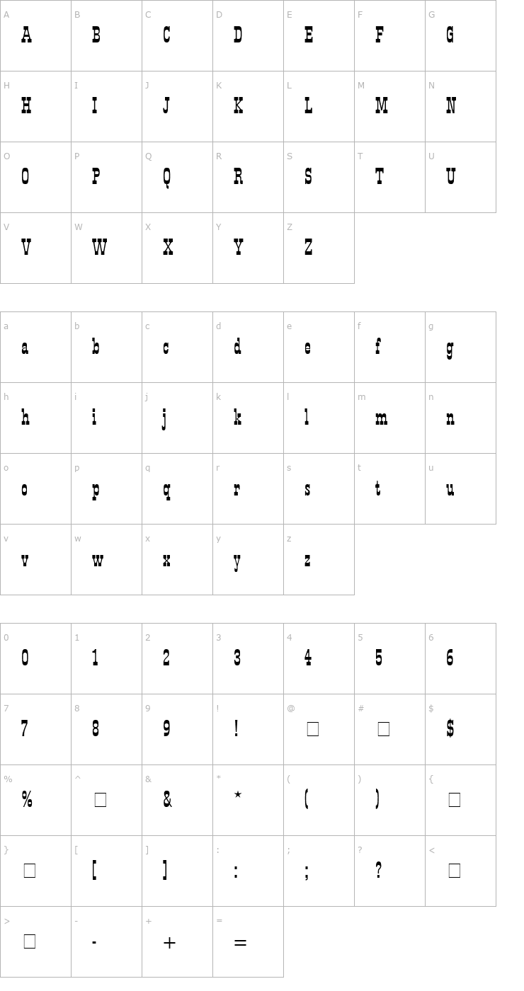 Character Map Westside Font