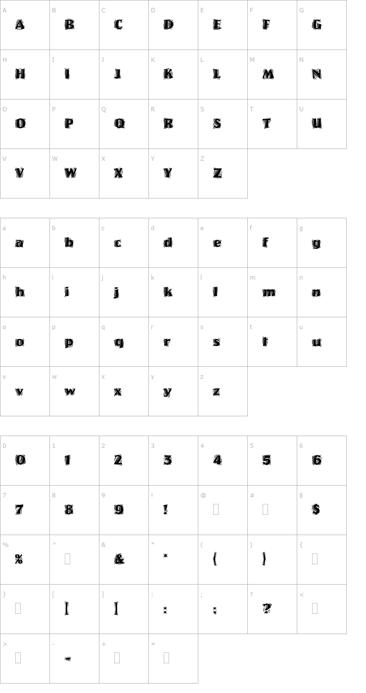Character Map WestwoodPlain Font