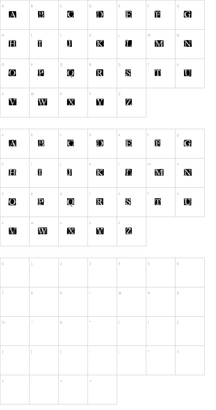Character Map Wet Plate Font