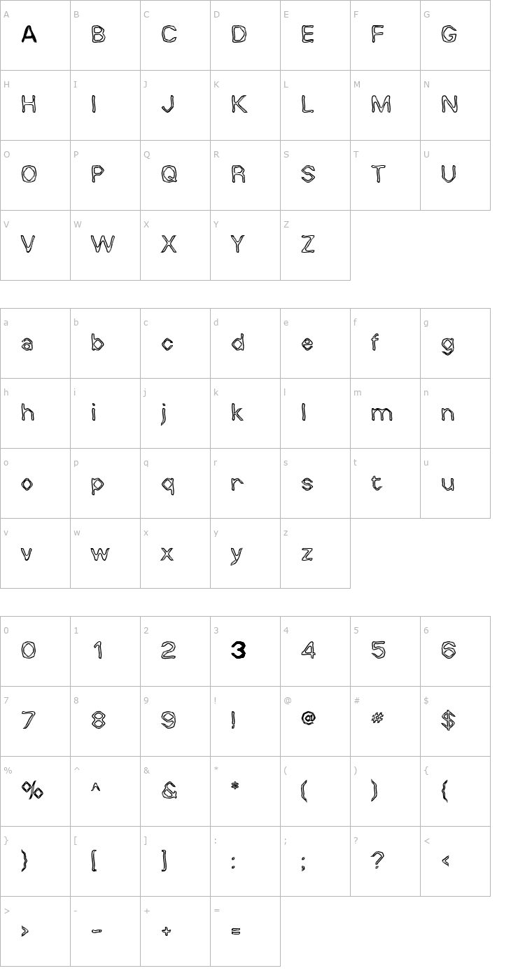 Character Map WhallyWhilly Font