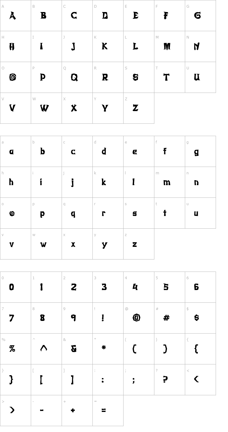 Character Map Whassis ICG Calm Font