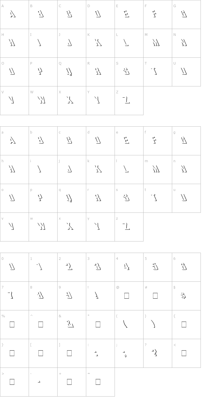 Character Map What A Relief Extreme Lefti Font