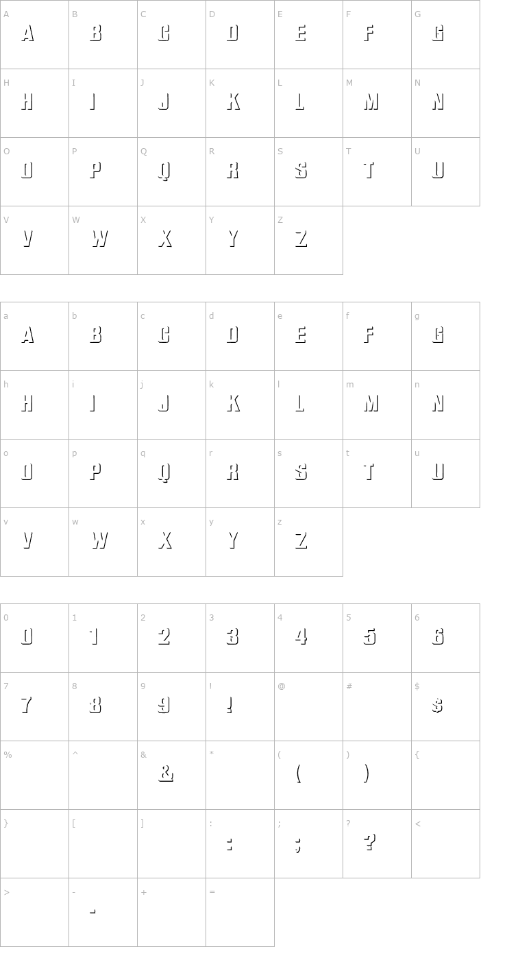 Character Map WhatA-Relief Font