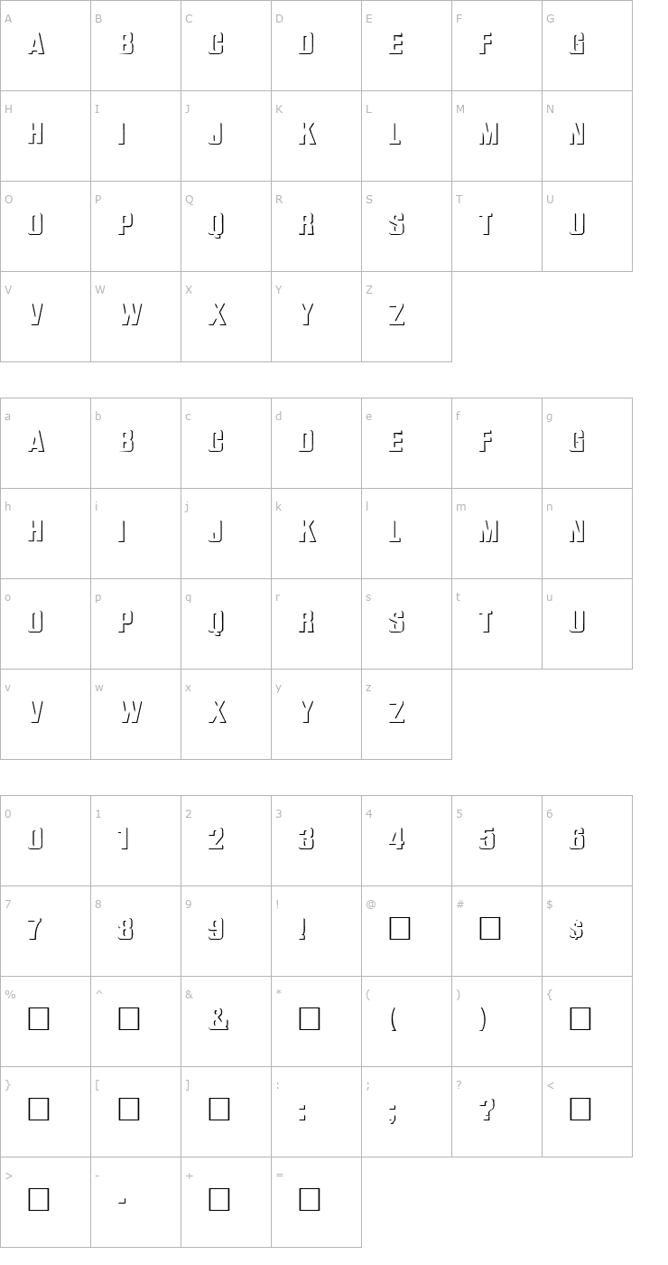 Character Map WhatA-Relief Regular Font