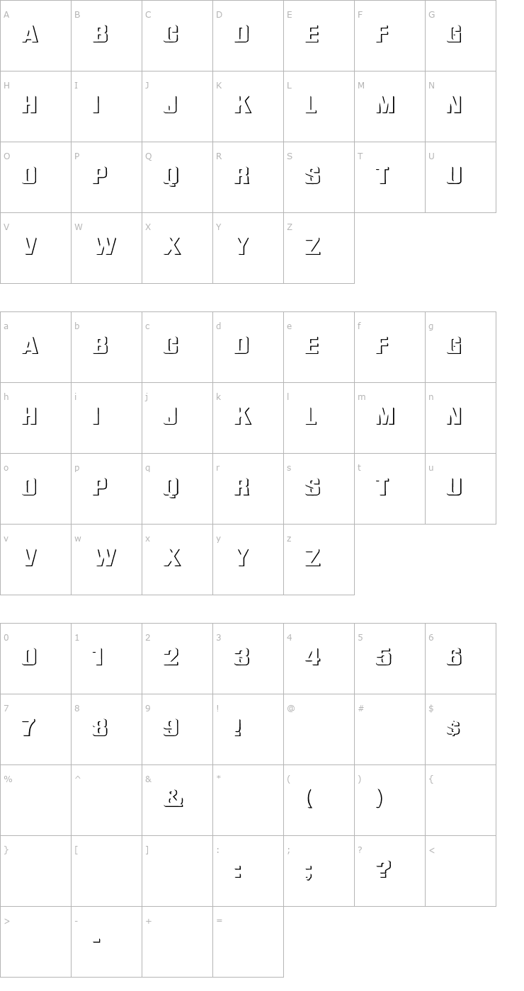 Character Map WhatA-Relief Wd Font