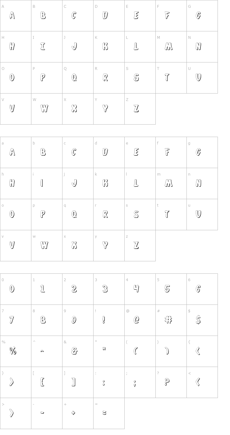 Character Map Whatafont Shadow Font