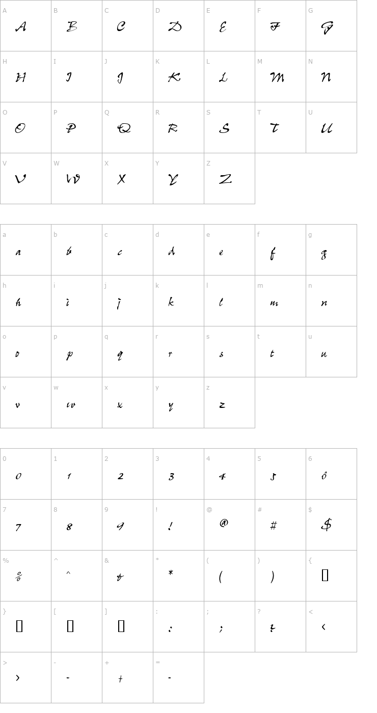 Character Map WheedleSSK Font