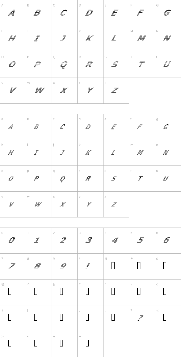 Character Map Where is the rest Italic Font