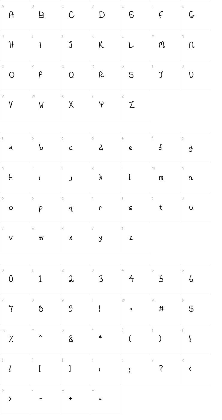 Character Map Whimsico Font