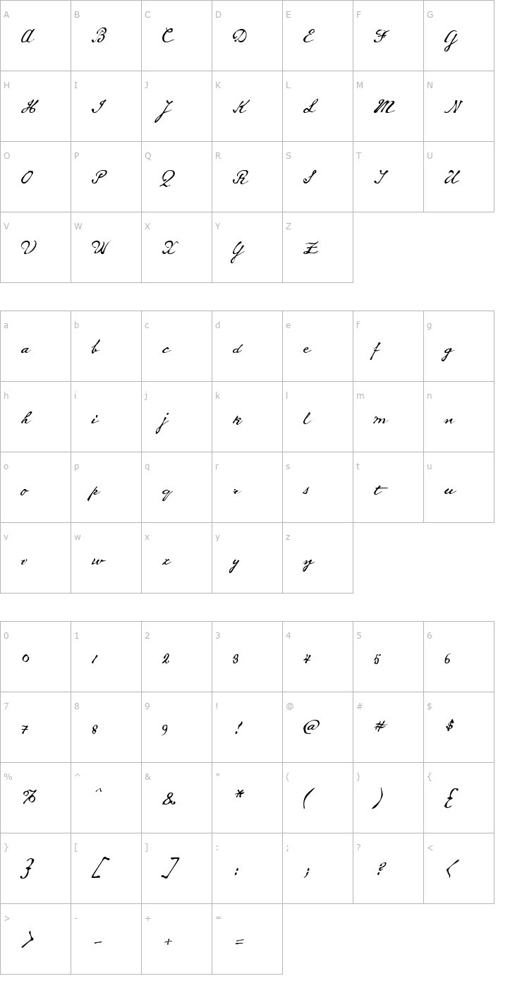 Character Map Whitechapel BB Font