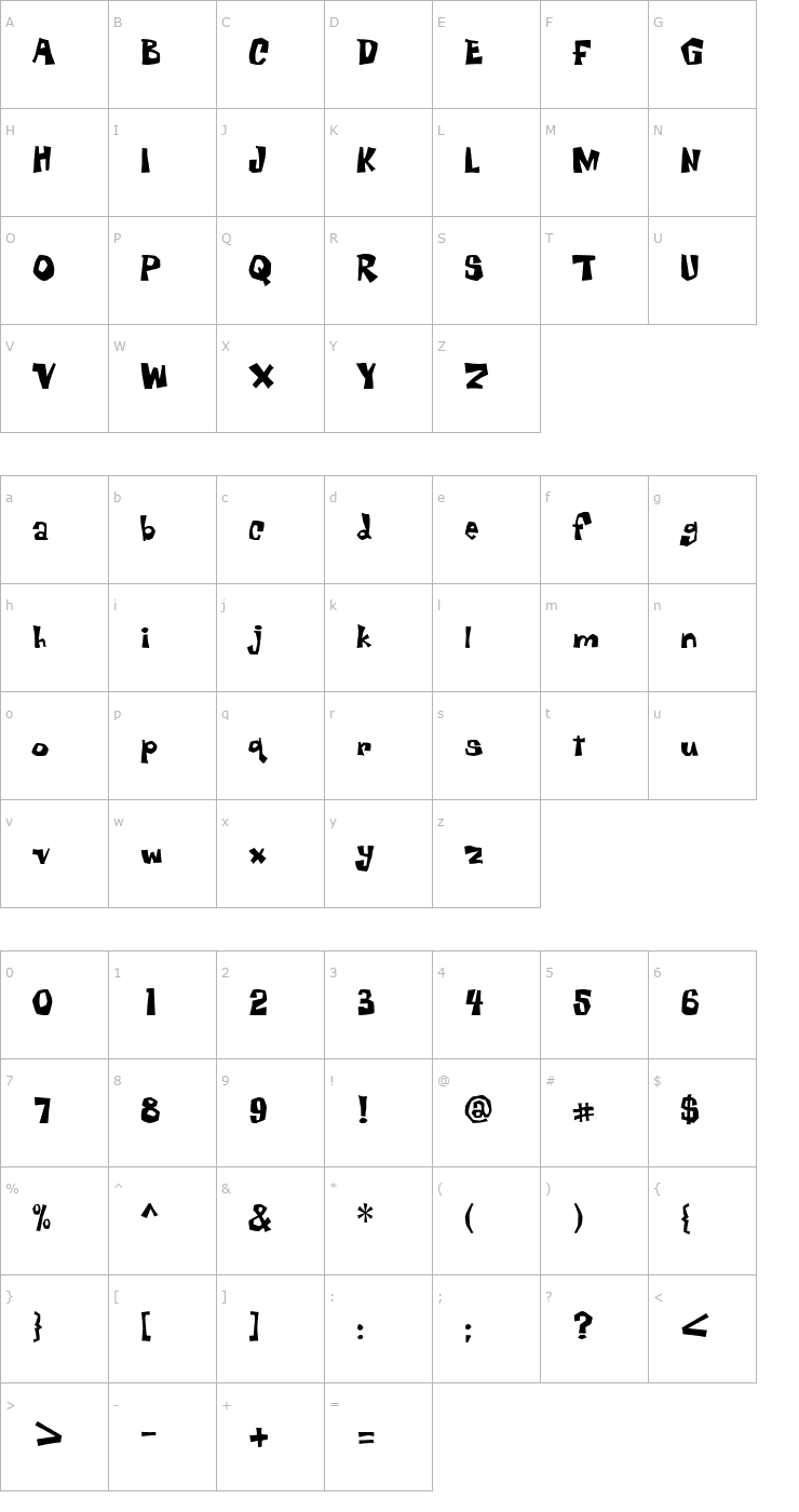 Character Map Whutevur Font
