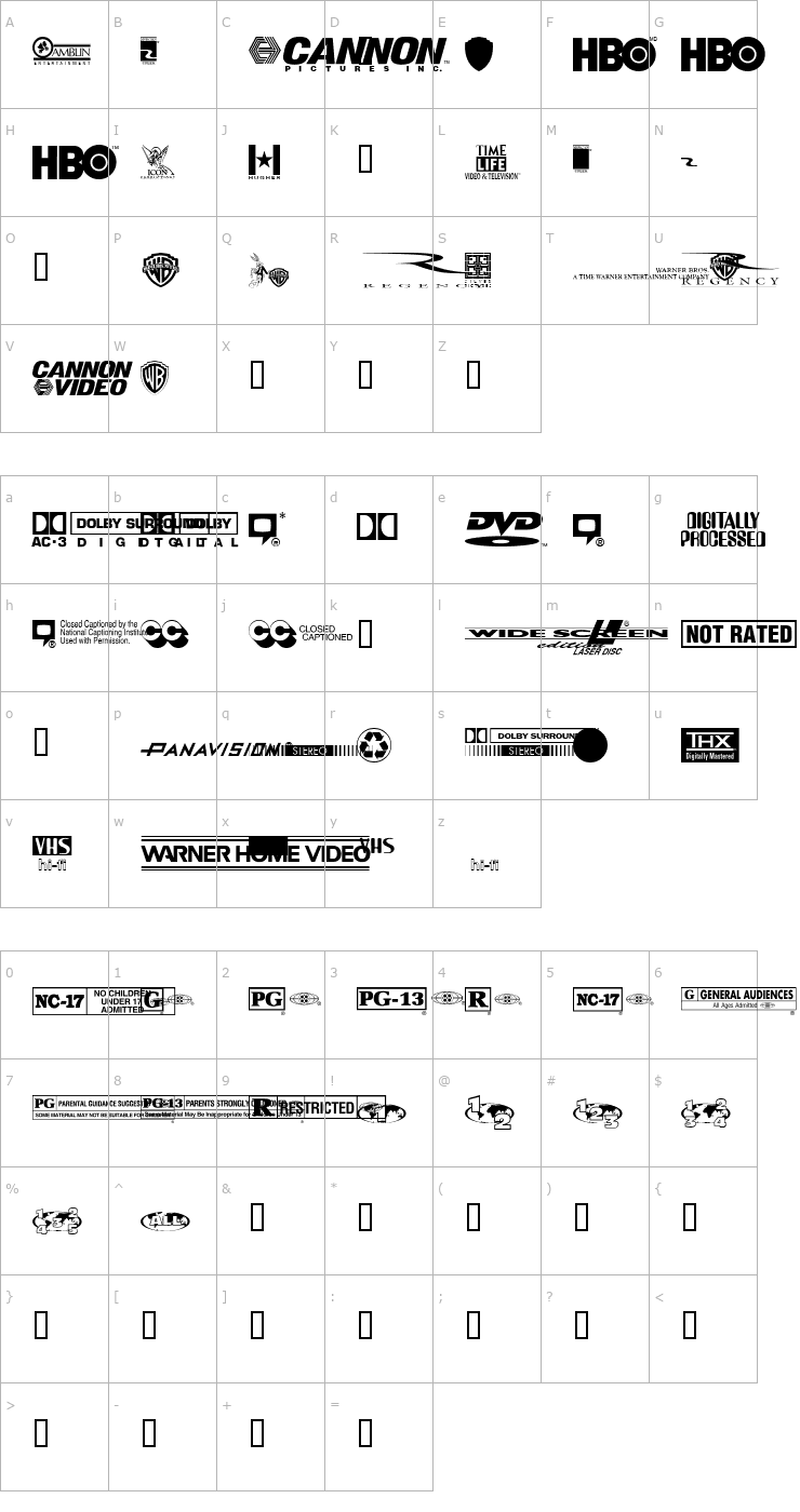 Character Map WHV Font
