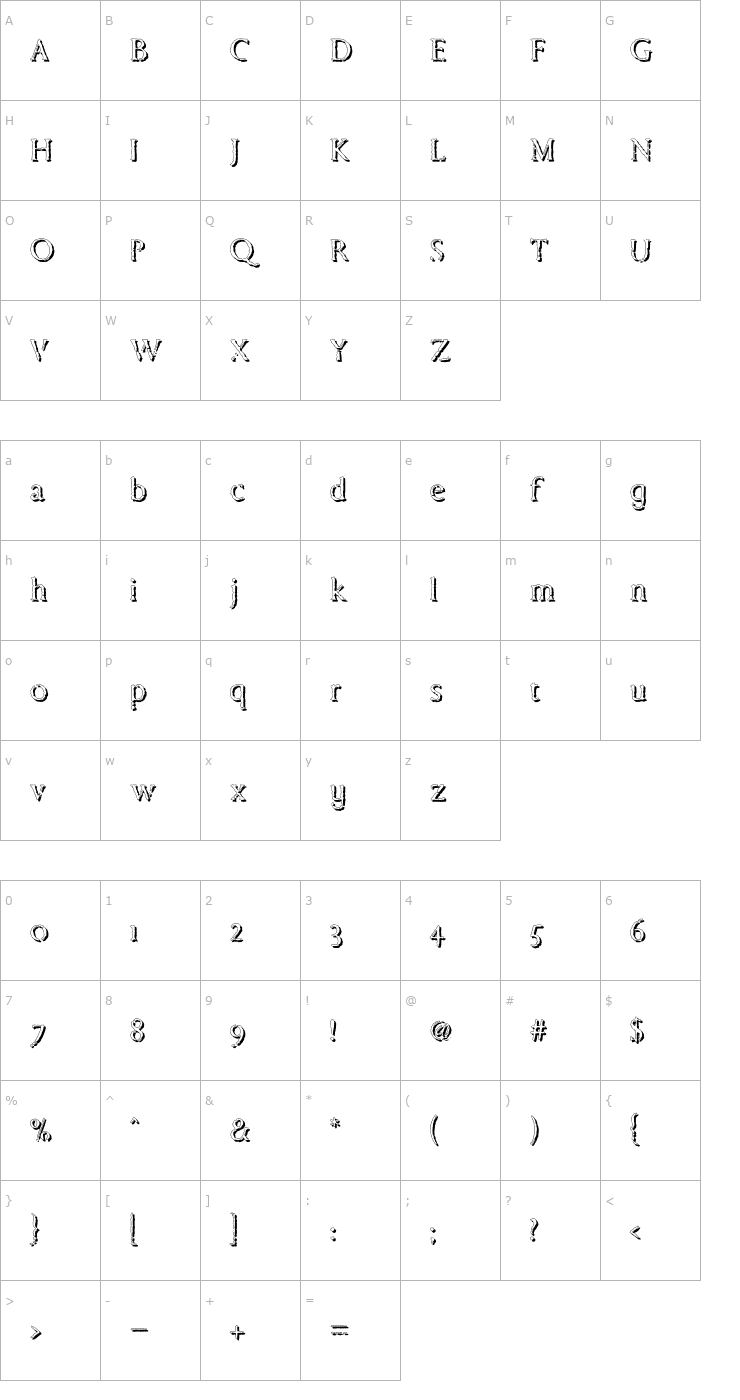 Character Map WhydamnitShadow Font