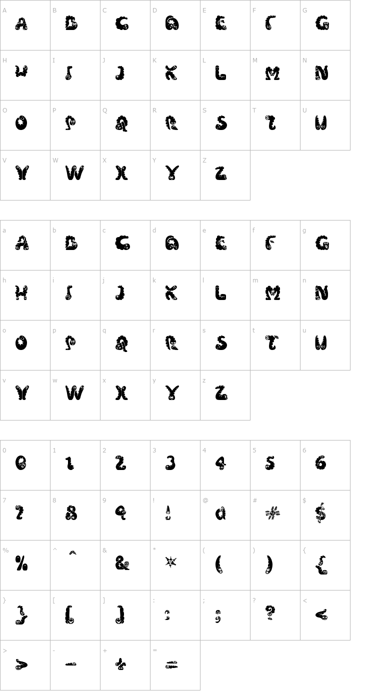 Character Map Wibbles Font