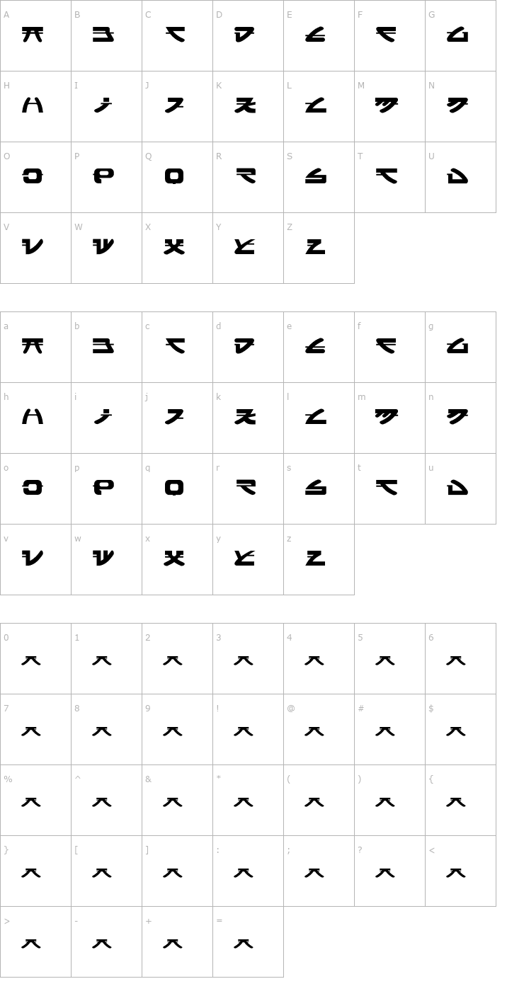 Character Map Widznipp 1 Font