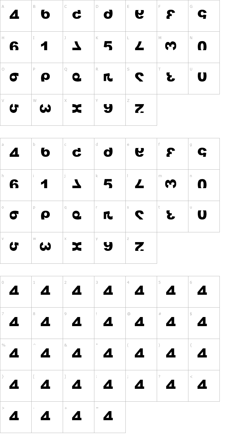 Character Map Widznumber Text 1 Font