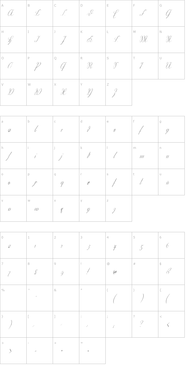 Character Map Wiegel Kurrent Font